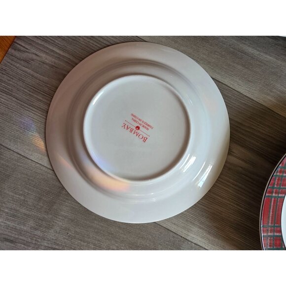 Bombay Tartan Red Plaid Soup Bowls Set Of 4  9" Diameter Dinnerware - Picture 4 of 5